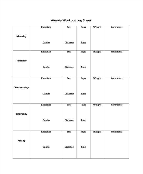 workout log sheet