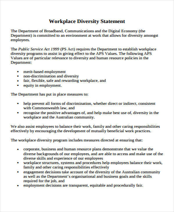 workplace diversity statement
