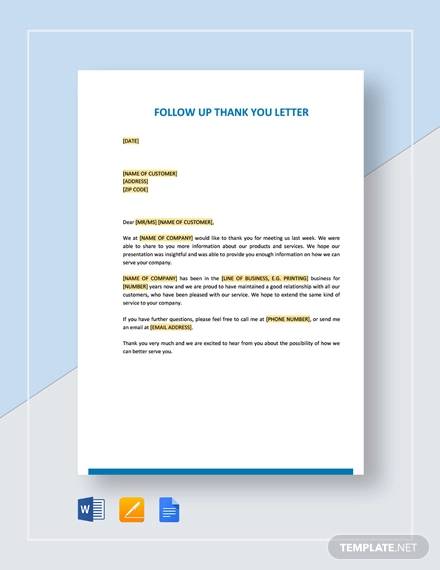 FREE 10+ Sample Thank You Follow-up Letters in PDF | MS ...