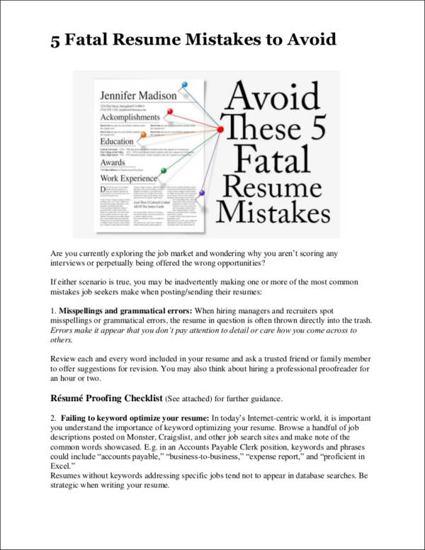 5 fatal resume mistakes to avoid