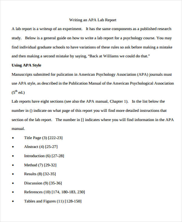 apa lab report format