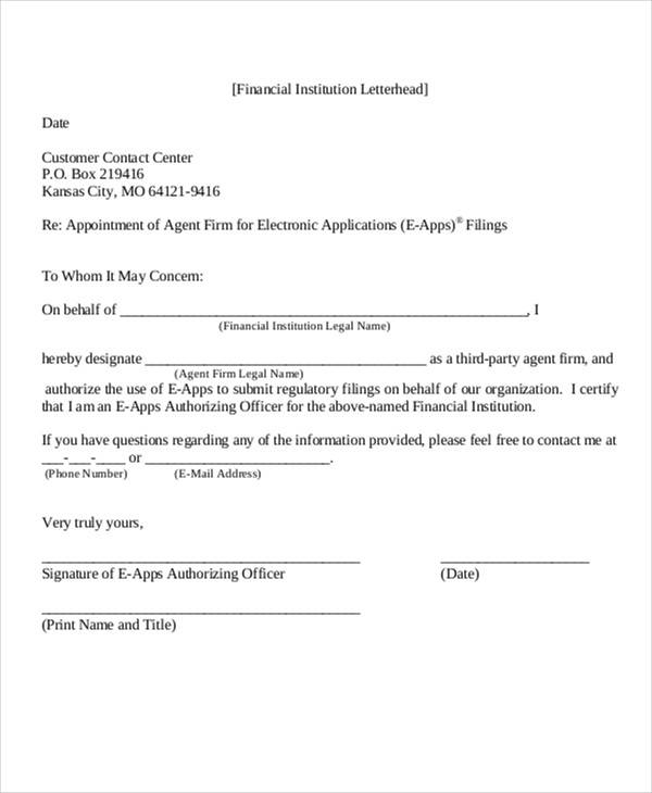 agent appointment letter example