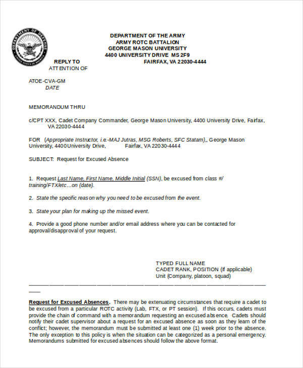 army formal memo template