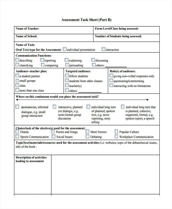 assessment task sheet