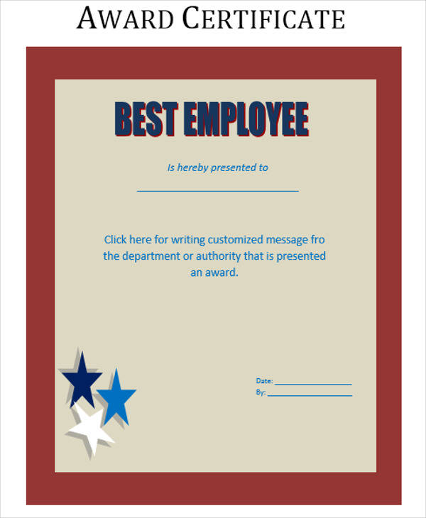 best employee award certificate