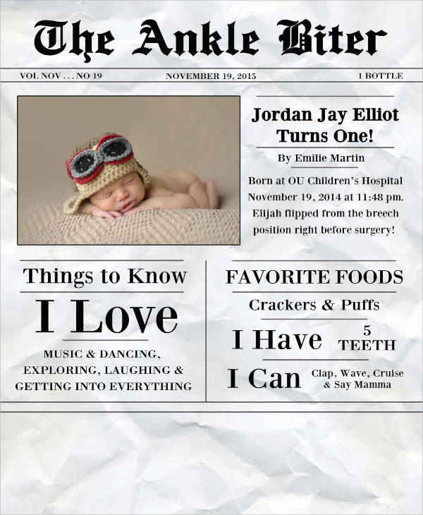 birthday newspaper