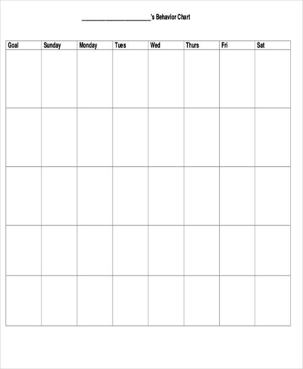 blank behavior chart sample