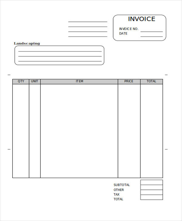 FREE 6+ Sample Landscaping Invoices in PDF MS Word Excel