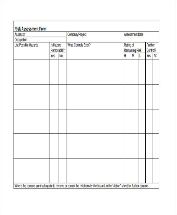 FREE 37 Risk Assessment Forms In PDF MS Word