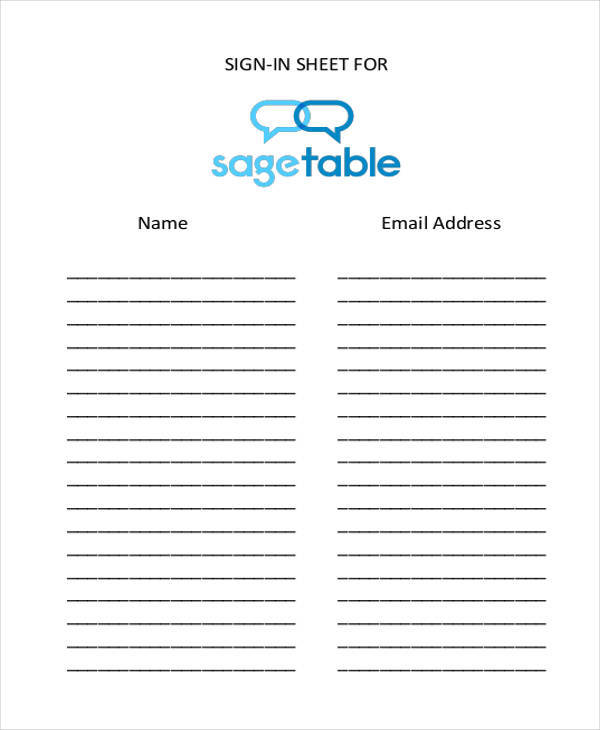 blank sheet for sign in