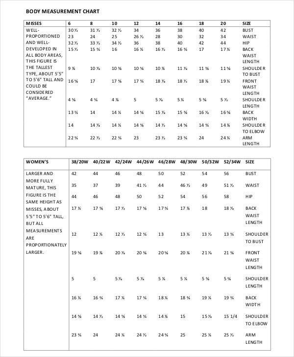 body measurement chart