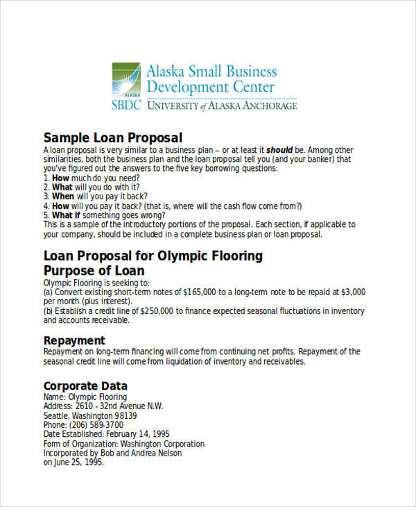 Bank Loan Proposal Template