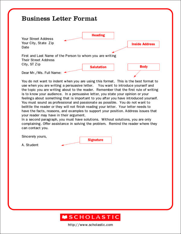 business letter format