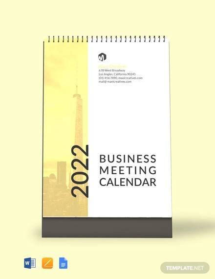 business meeting desk calendar template