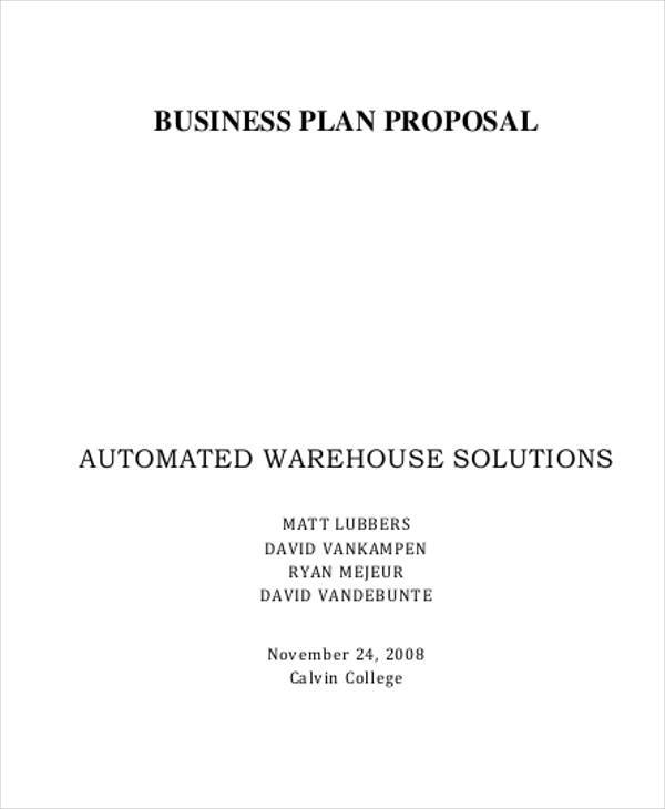 sample business plan proposal
