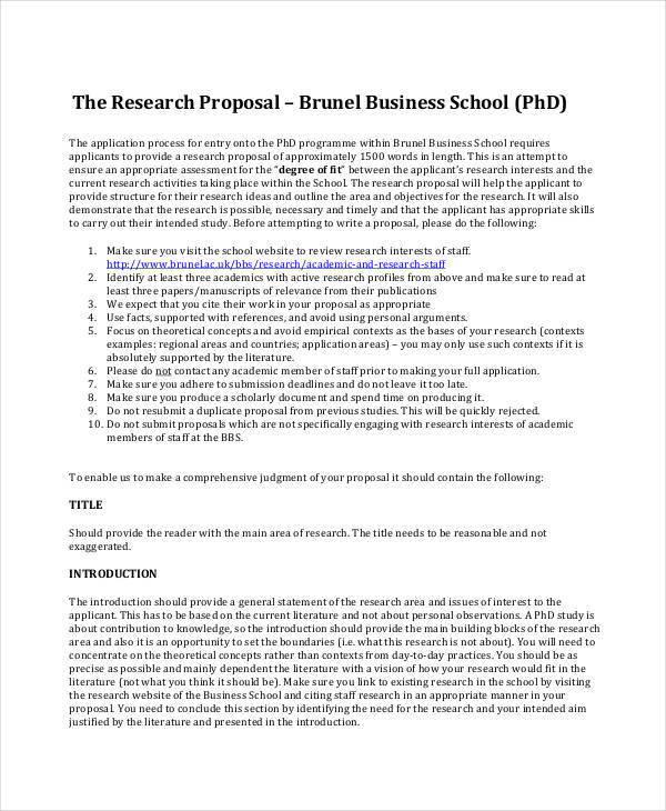 what is business research proposal