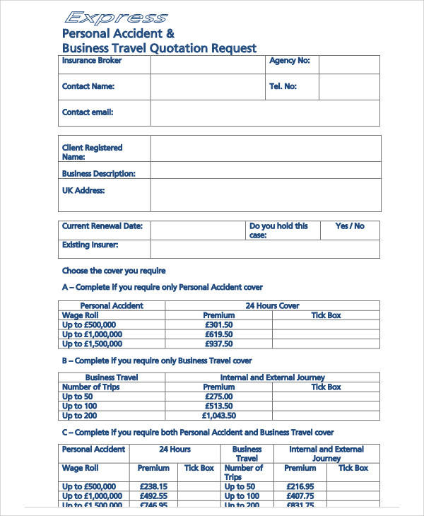 travel agency quotation format