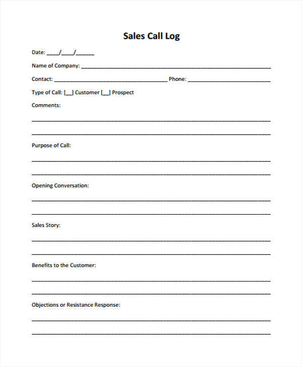 FREE 17 Call Log Templates In PDF