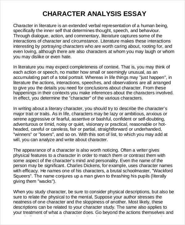 character analysis essay