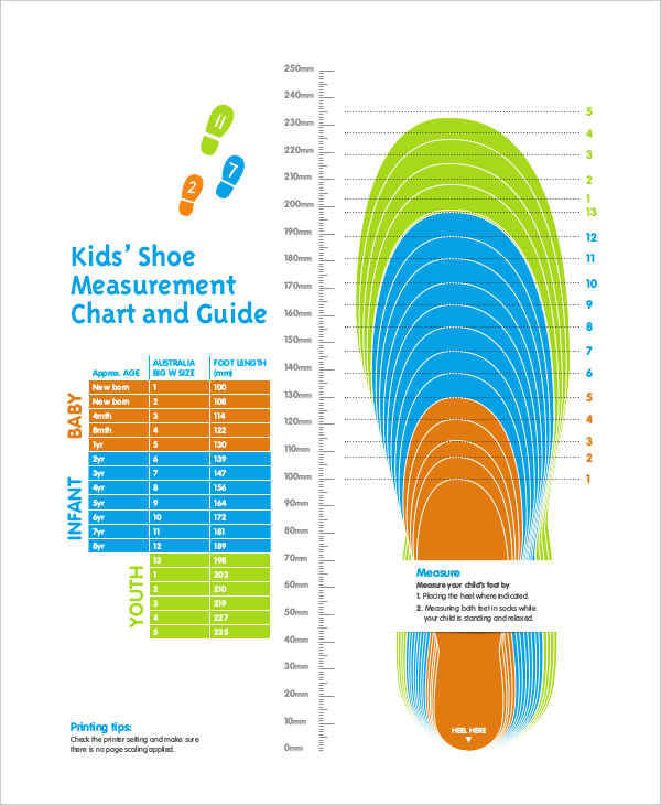 chart for foot measurement