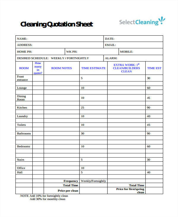 Office Cleaning Quote Template PDF Template