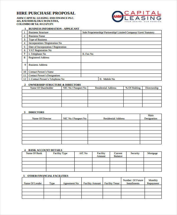 company purchase proposal