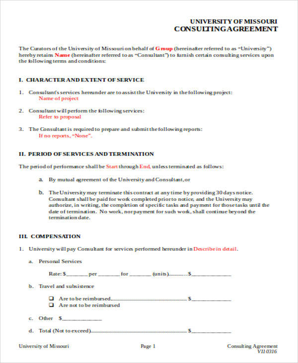 consulting agreement form