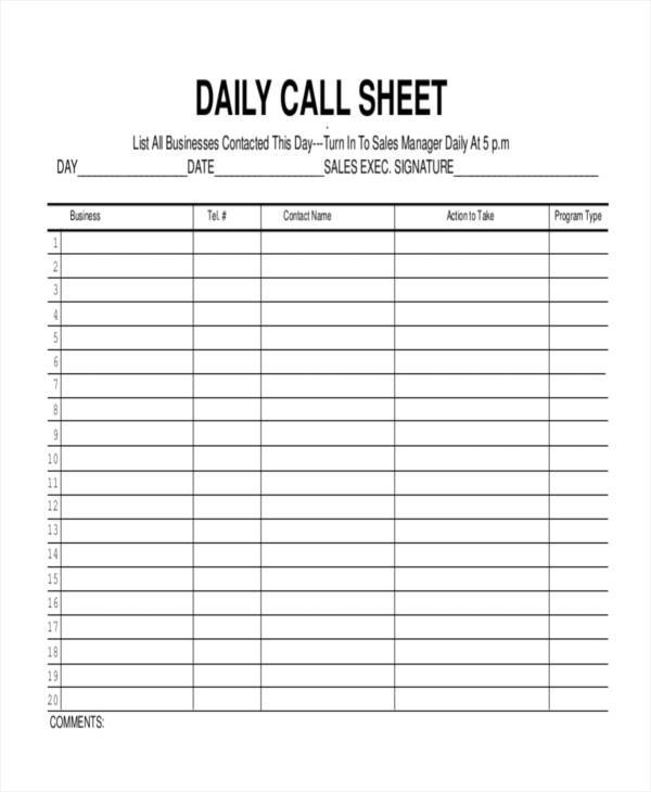 daily call list
