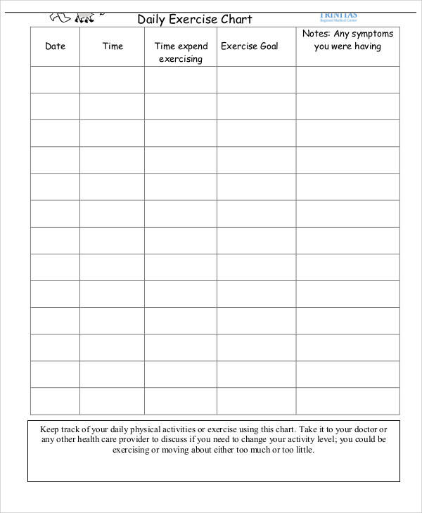 FREE 9 Exercise Chart Templates In PDF MS Word