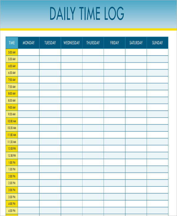 Printable Daily Time Log Template