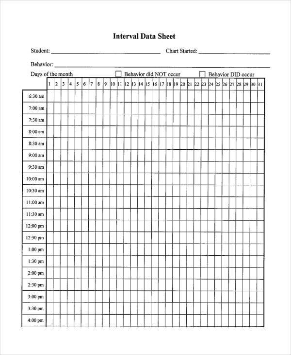 data recording sheet template