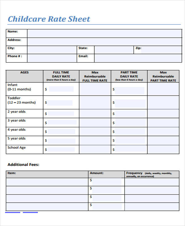 FREE 12  Rate Sheet Templates in PDF