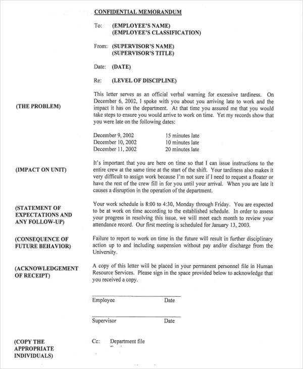 template pdf format memorandum Templates Free Memo   9 Sample, Example  Disciplinary