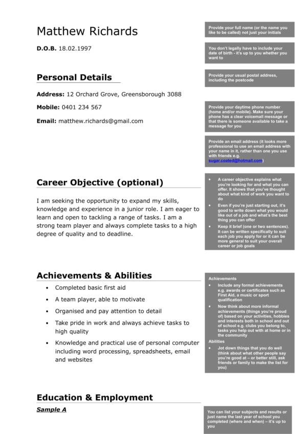 School Leaver Cv Template Pdf PDF Template