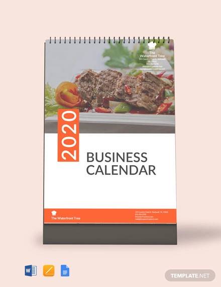 editable business desk calendar template