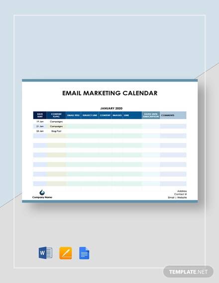 email marketing calendar template