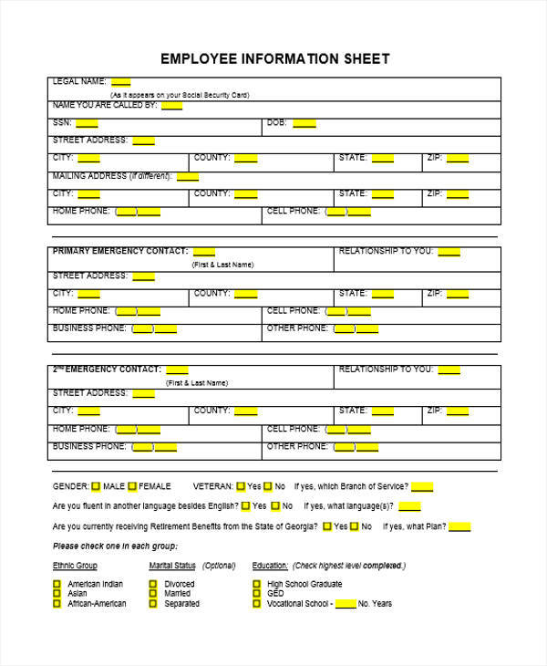FREE 13+ Information Sheet Templates in MS Word PDF