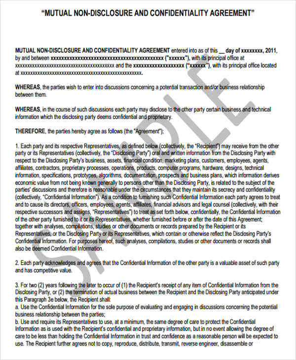 11+ Financial Confidentiality Agreements  Free Word, PDF Format Download