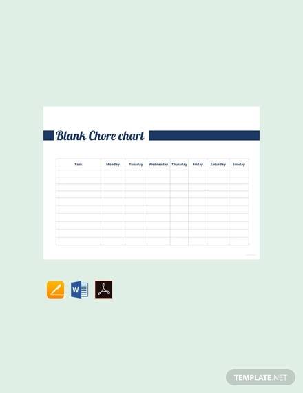 free blank chore chart template