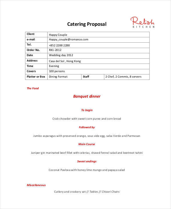 Catering Proposal Template