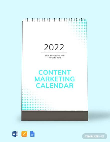 free content marketing desk calendar template