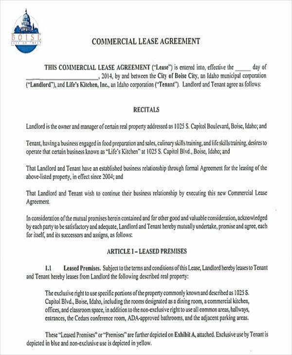 free lease agreement for commercial