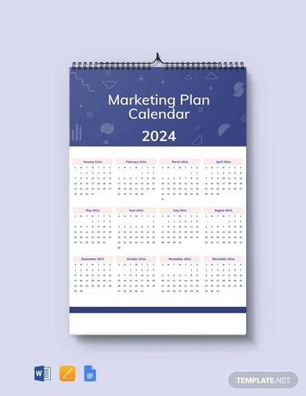 free marketing plan desk calendar template