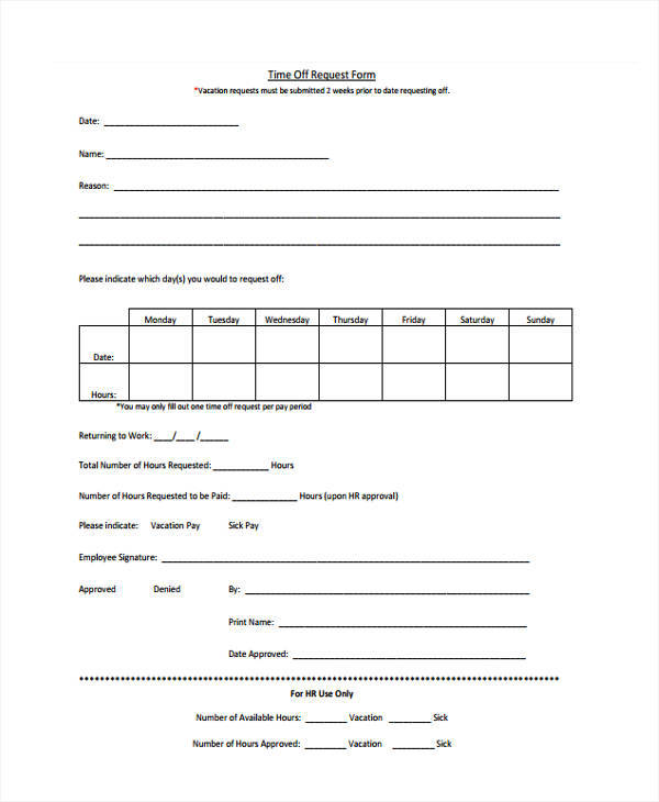 FREE 24 Time Off Request Forms In PDF