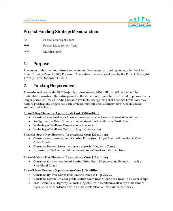 funding strategy memorandum