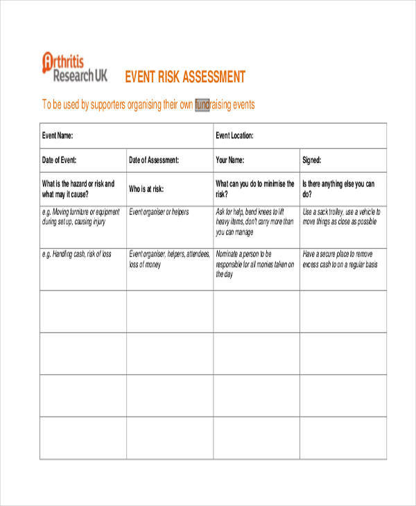 Free 35 Risk Assessment Form Samples In Pdf Ms Word 5370