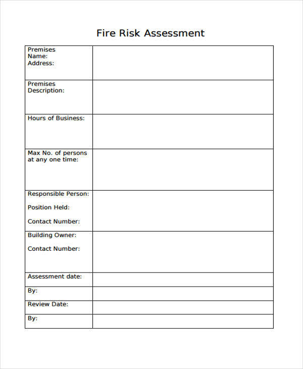 generic fire risk assessment form