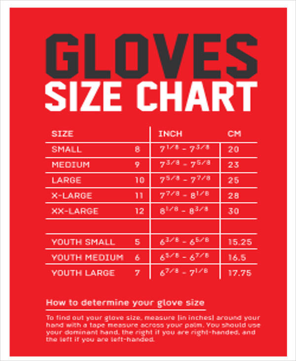 gloves size chart
