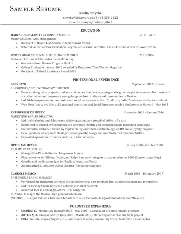guide and samples for resumes