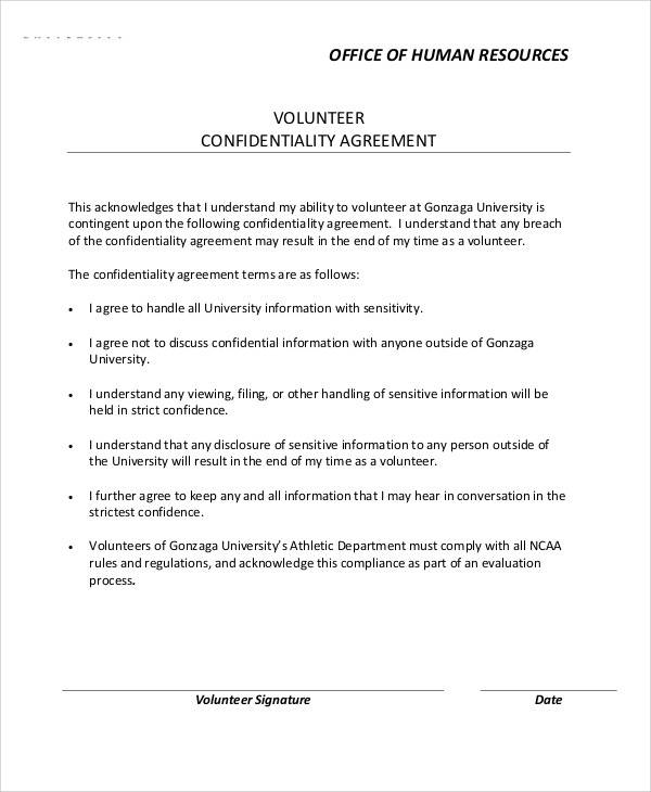 hr confidentiality agreement format
